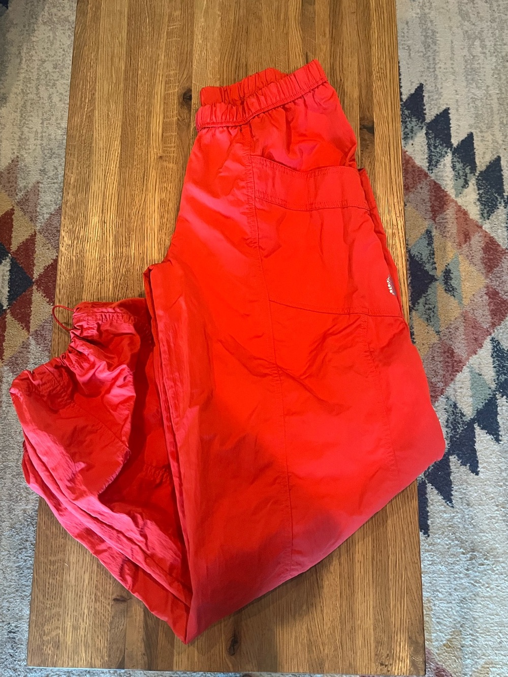 Free People Bright , vivid Red/ Elastic-Waist Cargo Joggers- windsuit material
